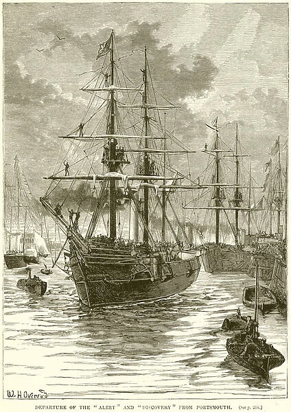 Departure of the 'Alert'and 'Discovery'from Portsmouth (engraving)