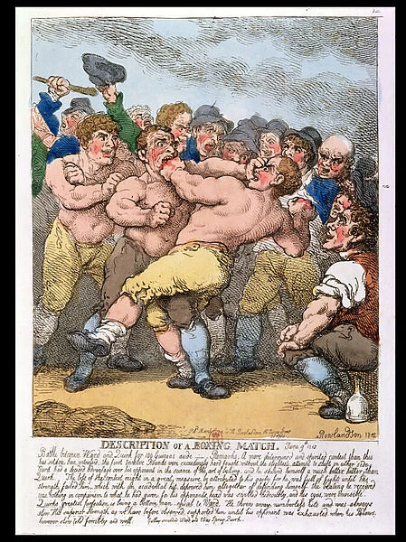 Description of a Boxing Match, 1812 (colour engraving)