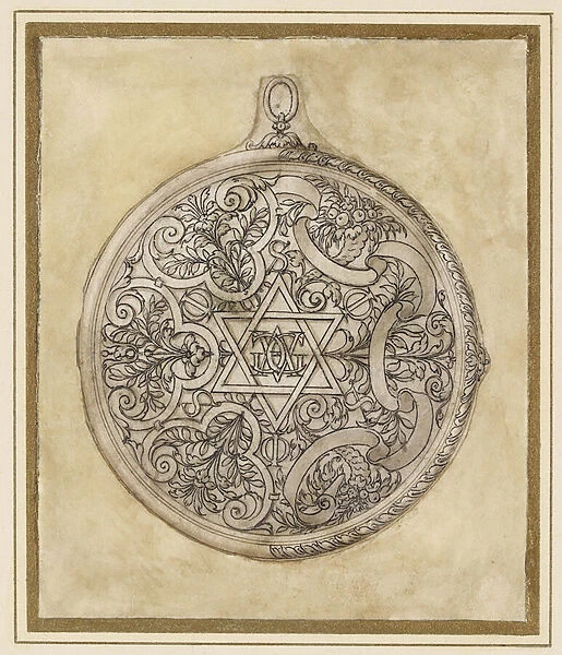 Design for a circular pendant, 16th century (pencil on paper)
