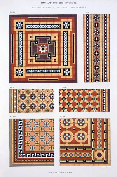 Designs from the Trade Catalogue of Maw & Sons Tile Pavements (colour litho)