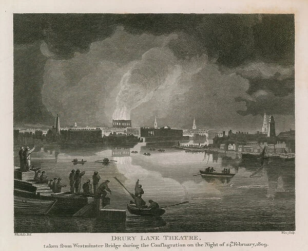 Destruction of Drury Lane Theatre, 24 February 1809 (engraving)
