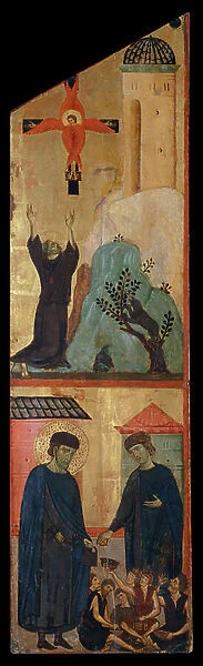 Diptych of Blessed Andrea Gallerani: St. Francis receives the stigmata and the blessed Gallerani, interior right panel, c. 1270 (painting on panel)
