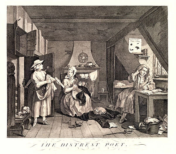 The Distrest Poet, 1741 (etching)