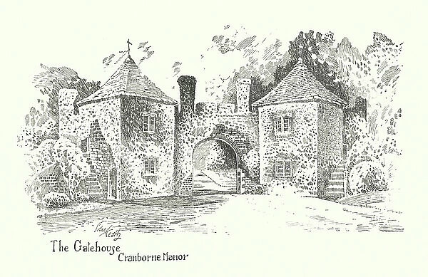 Dorset: The Gatehouse, Cranborne Manor (litho)