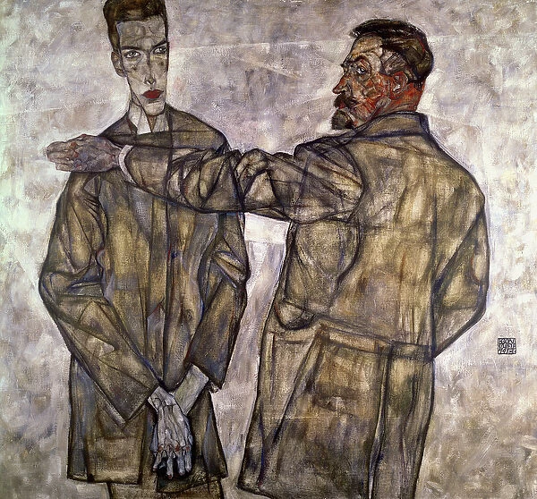 Double Portrait of Otto and Heinrich Benesch, 1913 (oil on canvas)