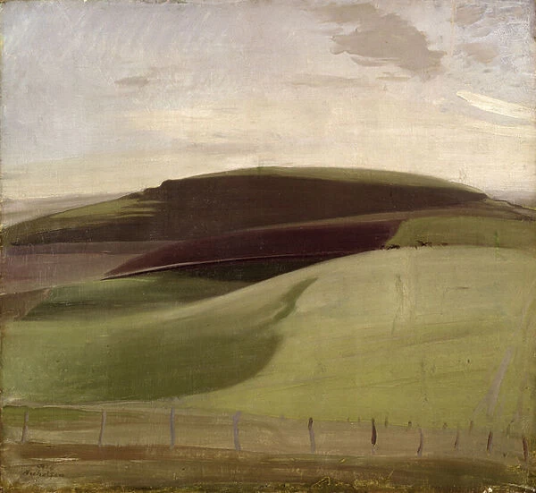 On the Downs (Wiltshire Landscape) 1924 (oil on canvas)