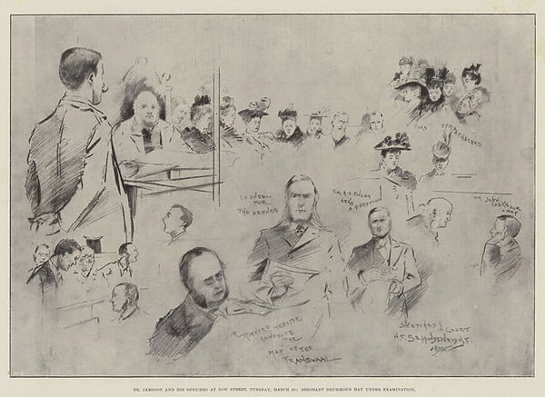 Dr Jameson and his Officers at Bow Street, Tuesday, 10 March, Sergeant Drummond Hay under Examination (litho)