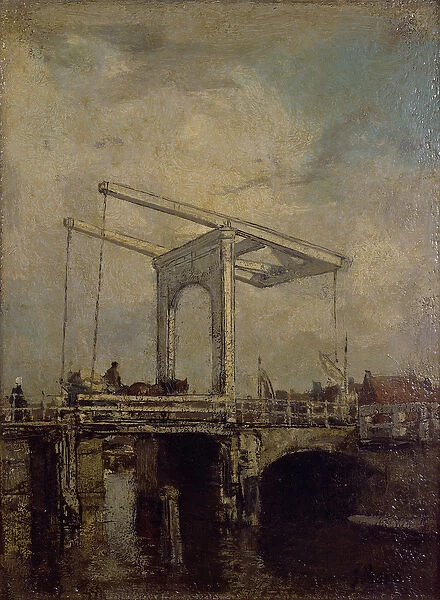 A Drawbridge in a Dutch Town, 1875 (oil on canvas)