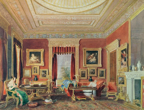The Drawing Room, Leigh Court, Bristol, c. 1840 (w  /  c on paper)