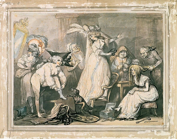 Dressing for a Masquerade, 1790 (pen and w  /  c over pencil on paper)