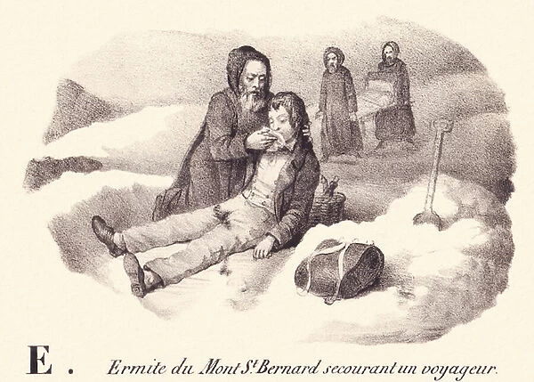 E: Hermit of Mont St Bernard rescuing a traveler