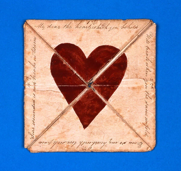 An early hand-made puzzle purse Valentine, c. 1790