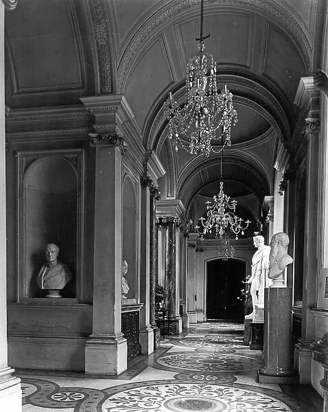 The east corridor of the Saloon, Clumber House, Nottinghamshire, from The English Country House (b / w photo)