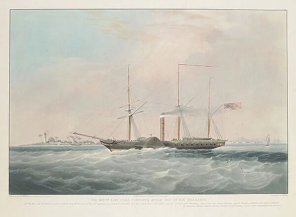 The East India Company's steam ship of war, Berenice, 1837 (coloured aquatint)