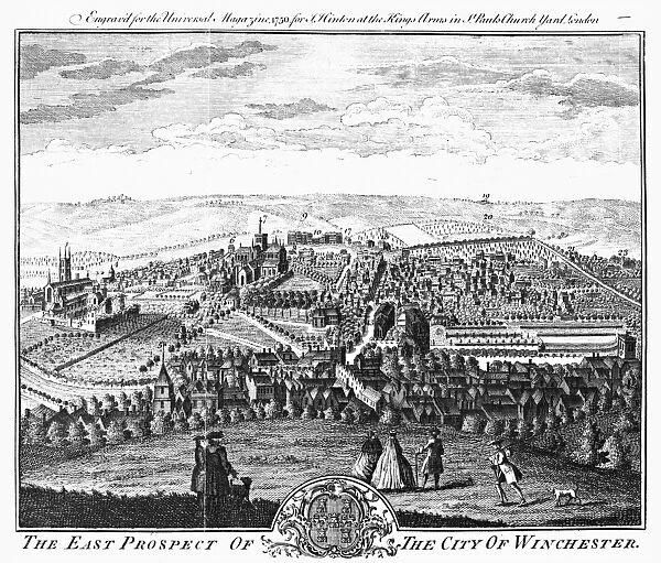 The East Prospect of the City of Winchester, from the Universal Magazine