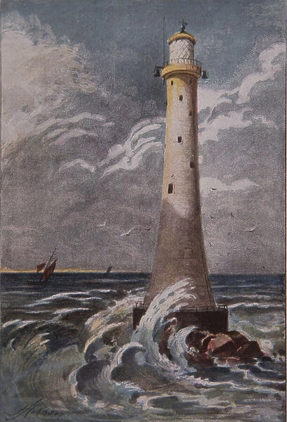 Eddystone Lighthouse, off Plymouth, late 19th century (colour litho)