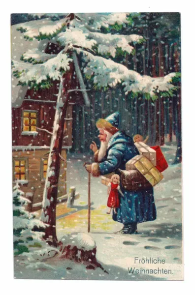 Edwardian Father Christmas Print, (Colour Art