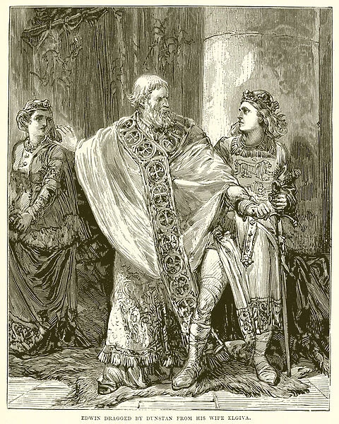 Edwin Dragged by Dunstan from his Wife Elgiva (engraving)