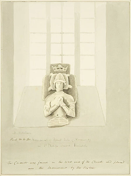 Effigy of Robert, Duke of Normandy, in St Philips (pencil & w  /  c on paper)