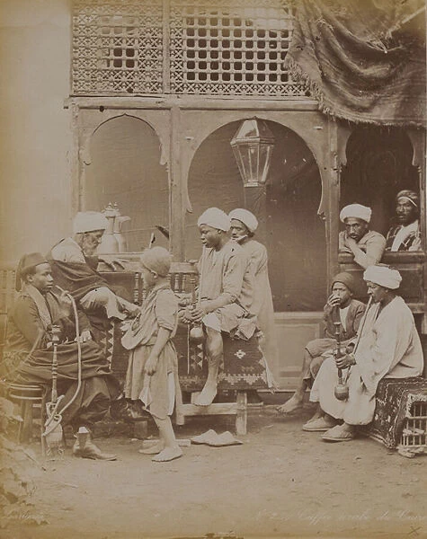 Egyptian Family in a Courtyard, 1893 (b  /  w photo)
