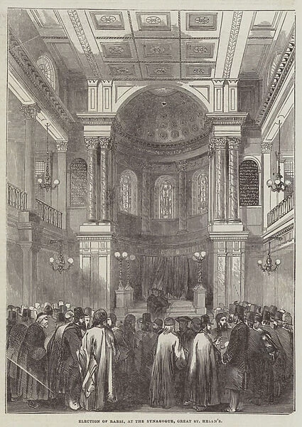 Election of Rabbi, at the Synagogue, Great St Helens (engraving)
