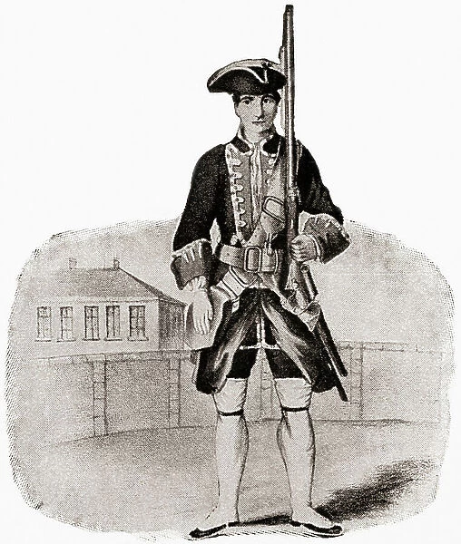 English Infantry soldier in 1750. From The Story of England, published 1930