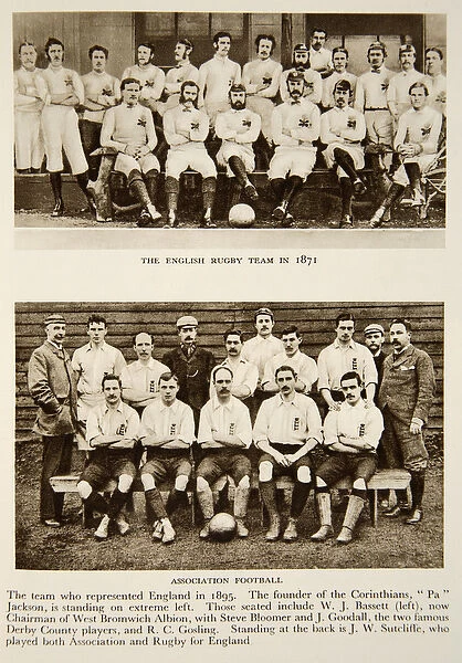 The English Rugby Team in 1871 and Association Football representatives in 1895