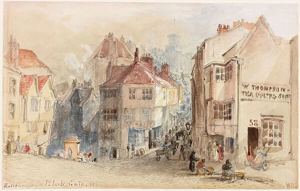Entrance to the Black Gate, Newcastle, 1846 (bodycolour on paper)