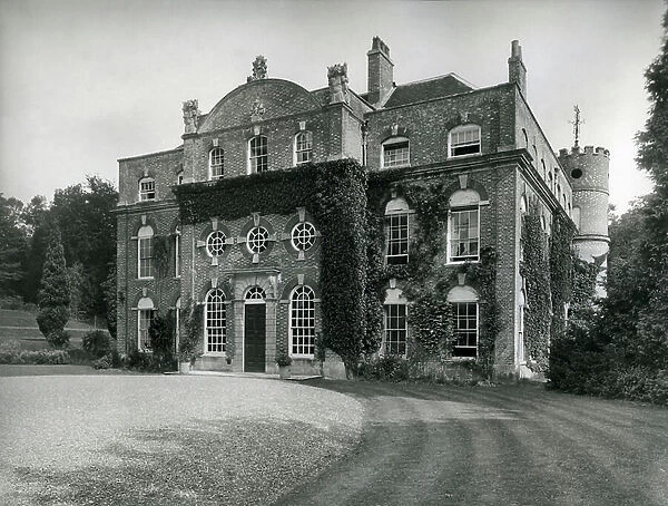 The entrance front, Biddesden House, from The English Manor House (b / w photo)