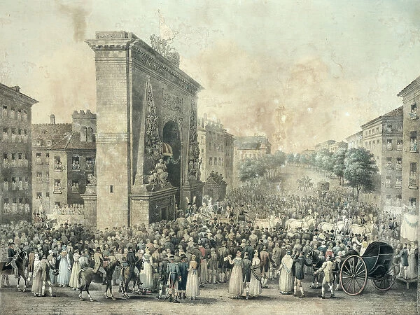 Entrance of Louis XVIII (1755-1824) through the Porte Saint-Denis, 1814 (pen & ink