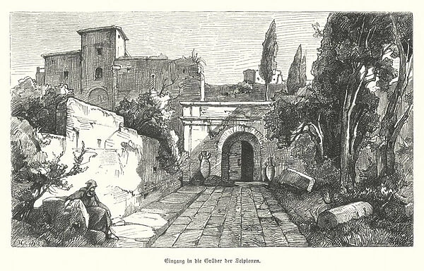 Entrance to the Tomb of the Scipios, Rome (engraving)