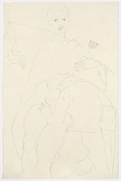 Erotic Scene (Self-portrait); Erotische Szene (Selbstportrat), 1911 (pencil on paper)