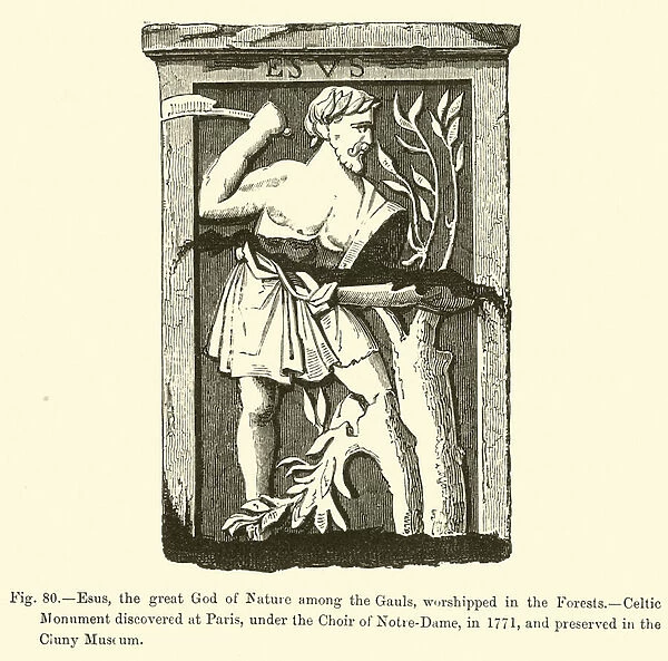 Esus, the Great God of Nature among the Gauls, worshipped in the Forests (engraving)