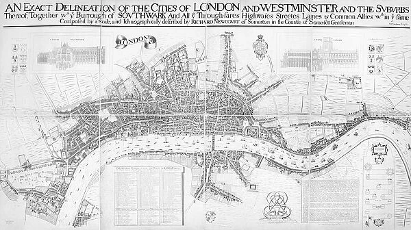 An Exact Delineation of the cities of London and Westminster and the suburbs (engraving)