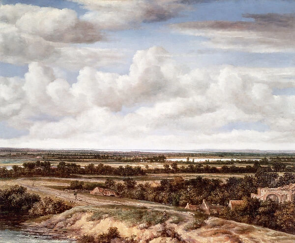 An Extensive Landscape with a Road by a River, 1655 (oil on canvas)