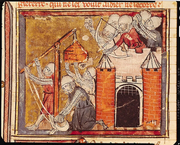 f. 275r Siege of the Chateau of Chinon, Grandes Chroniques de France, 1375-79 (vellum)