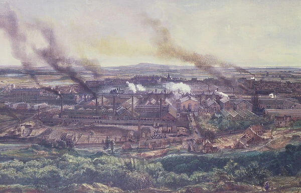 Factories at Le Creusot in 1848, 1855 (oil on paper) (detail, see 164036)