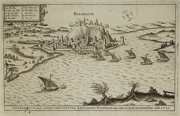 The Fall of Belgrade to the Turks in 1521, illustration from a book on the Ottoman