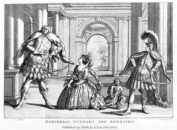 Farinelli (Carlo Broschi, dit; 1705 - 1782) with the soprano Cuzzoni