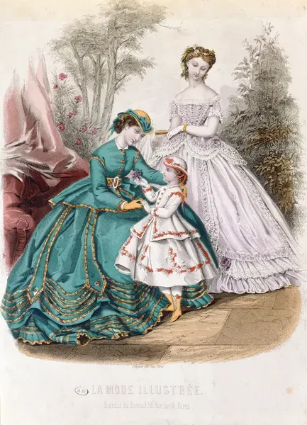 Fashion Plate Print, La Mode Illustree, 1865 (Colour Litho). Art