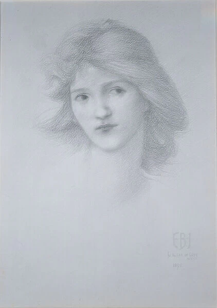 Female Head: Study for The Car of Love, 1895 (pencil)