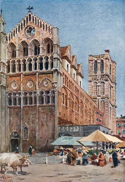 Ferrara the Cathedral (colour litho)