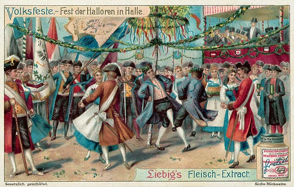Festival of the Haloren (salters) of Halle, Germany (chromolitho)