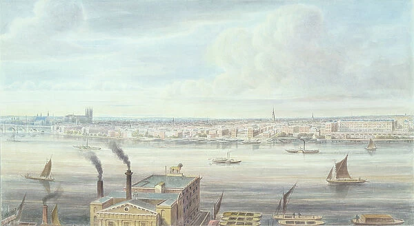 A fine View of London from Westminster Bridge to the Adelphi, 1837 (w  /  c on paper)