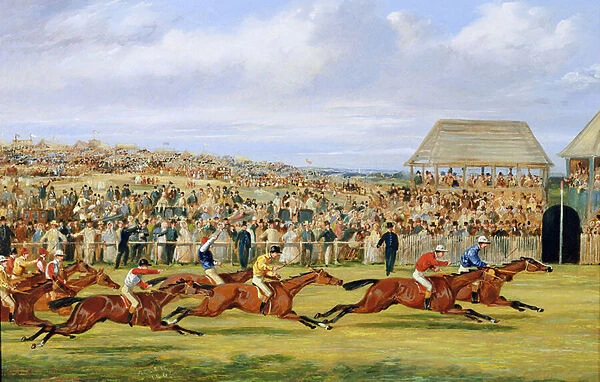 The Finish of the 1862 Derby, 1862 (oil on board) (see 451912 for pair)
