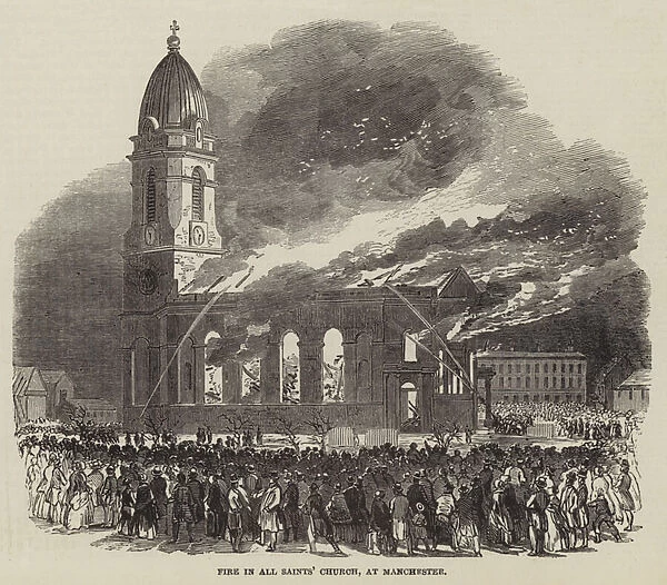 Fire in All Saints Church, at Manchester (engraving)