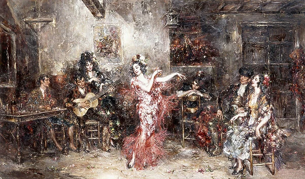 Flamenco Dancing, (oil on canvas)