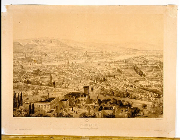 Florence, view from above Bellosguardo (engraving)