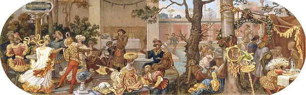 A Florentine Festival: Passtimes after Lunch, (watercolour