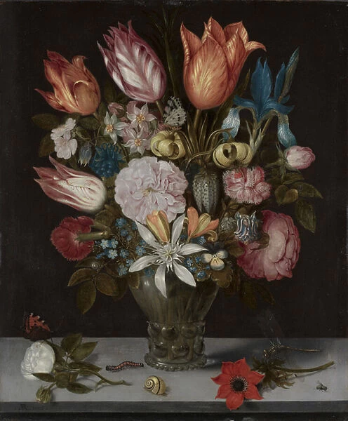 Flowers in a Glass, 1606 (oil on copper)